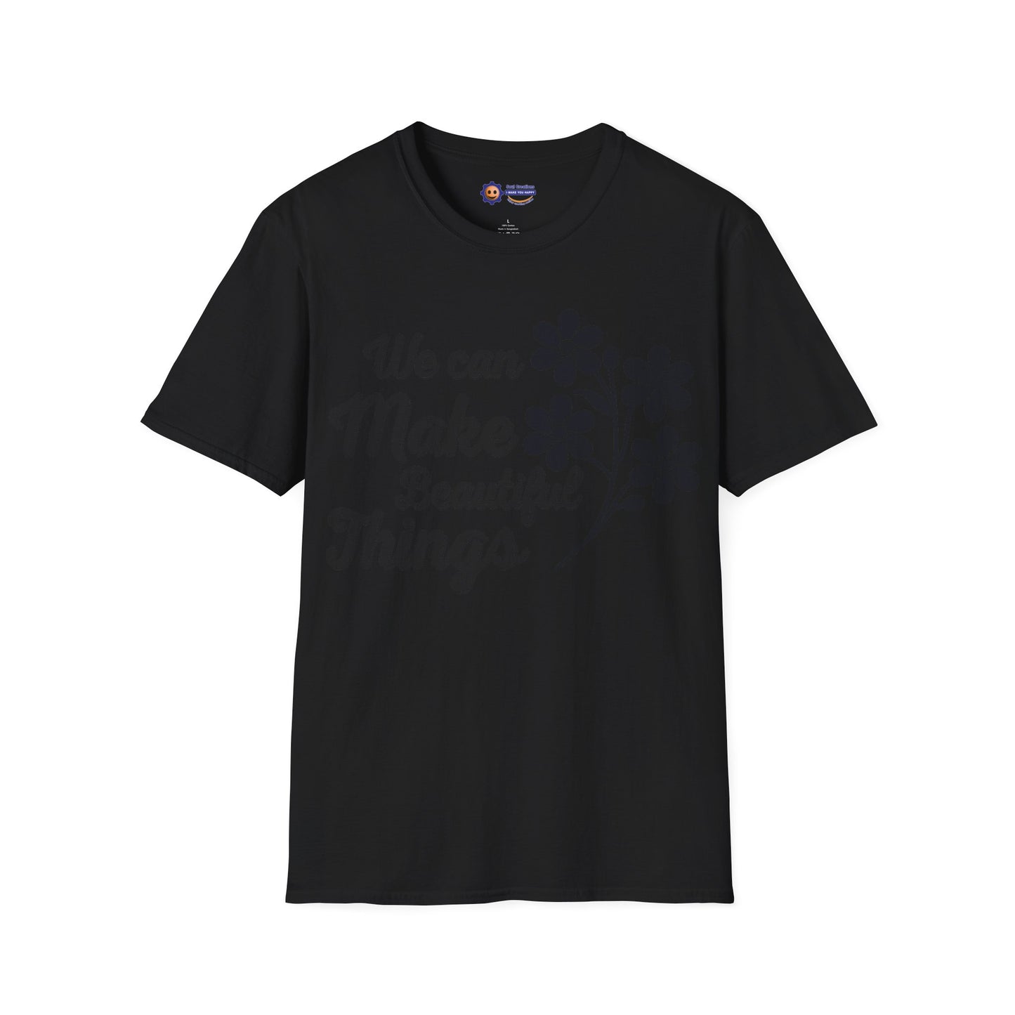 Black t-shirt on a white background