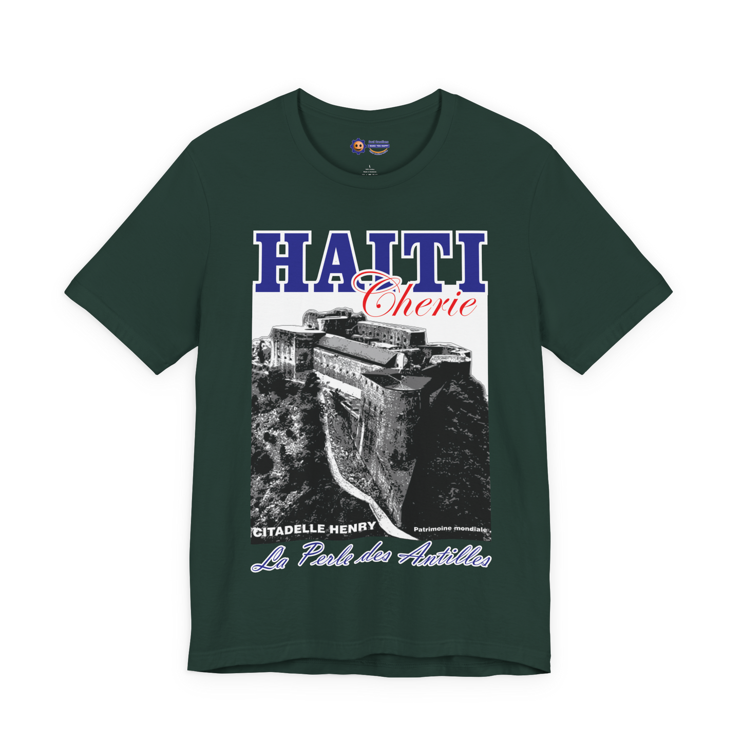 Forest t-shirt with Haiti-themed graphic design on a white background