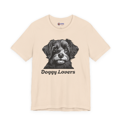 Soft Cream t-shirt with a dog graphic and 'Doggy Lovers' text on a white background